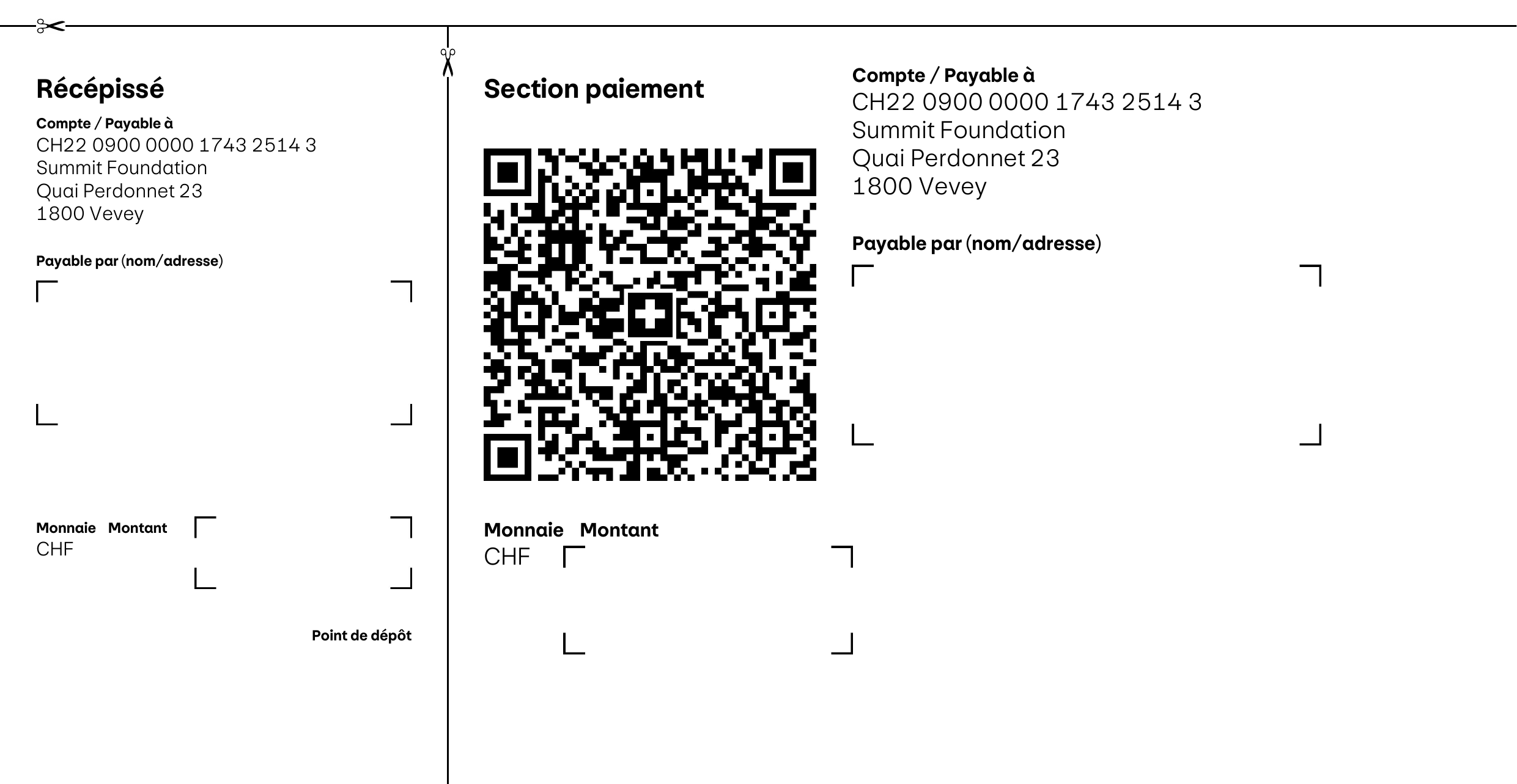 Bulletin de versement QR – Summit Foundation